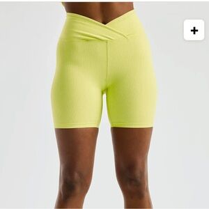 Year of ours ribbed v waist biker short. Lime. Size small.